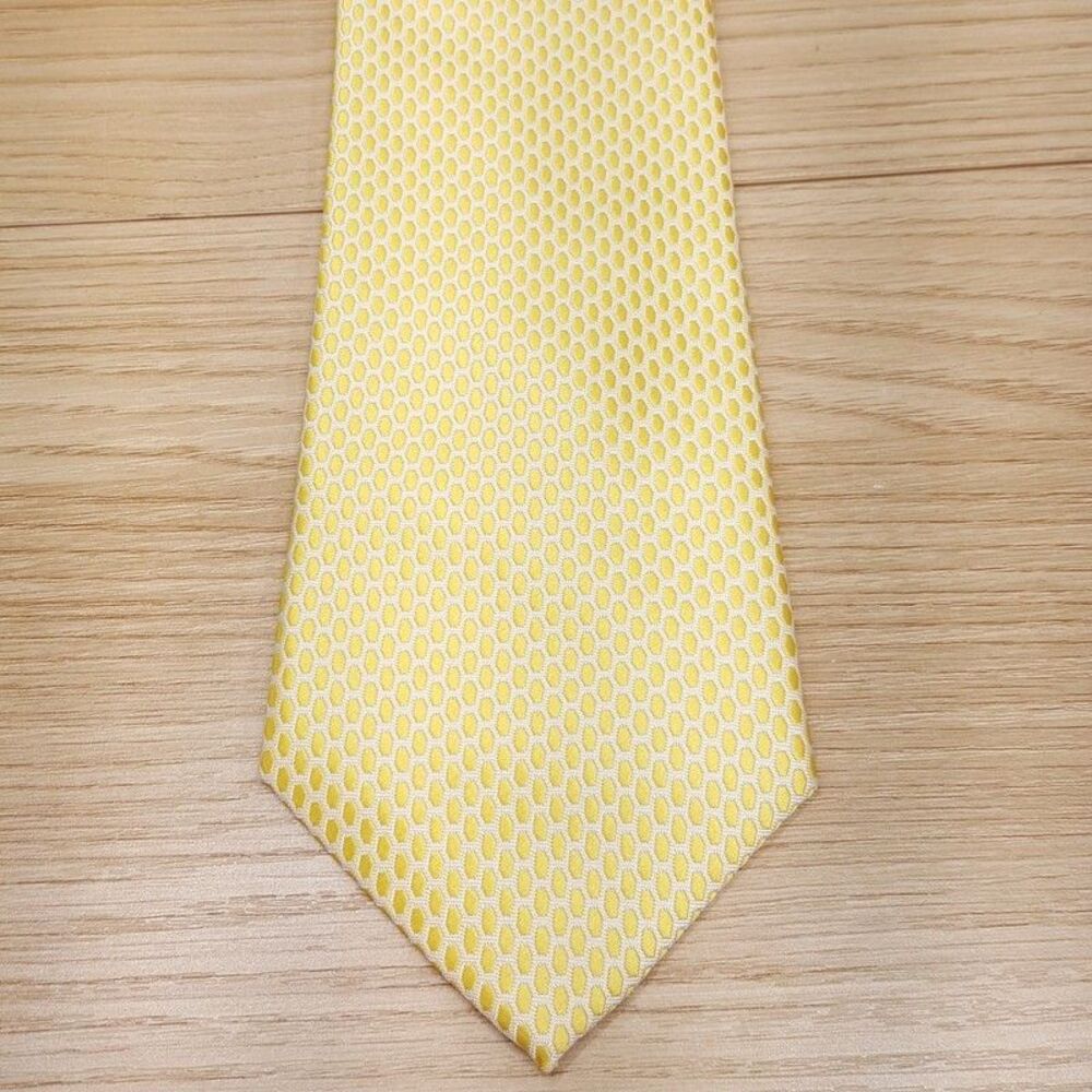 DiBanGu Neck Tie Yellow Gold Geometric Geo 100% Silk Italian Necktie
